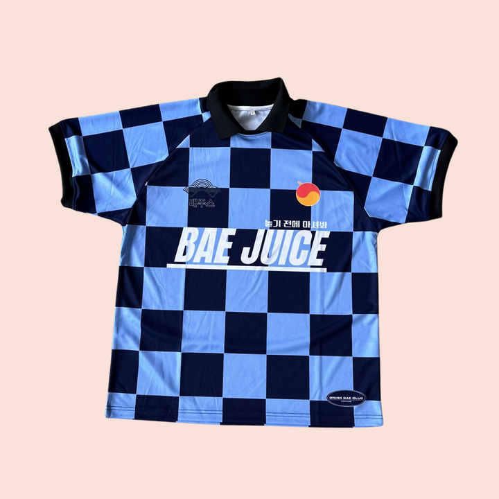 Bae Juice blue soccer jersey